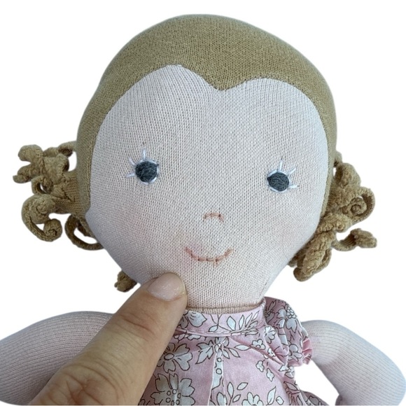HAZEL VILLAGE Fern Handmade Plush Doll In Pink Floral Cotton Dress - Picture 4 of 10